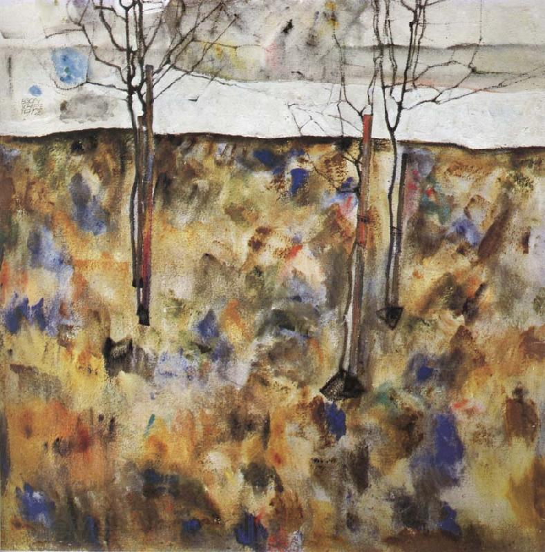 Egon Schiele Winter Trees Spain oil painting art